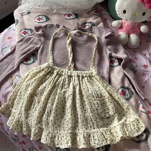 Girls Tocoto cotton floral jumper with purple ruffle sleeve sweater size 6.